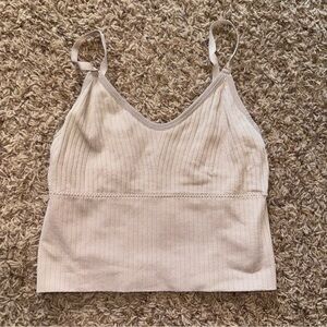 Cream Ribbed Tank Top